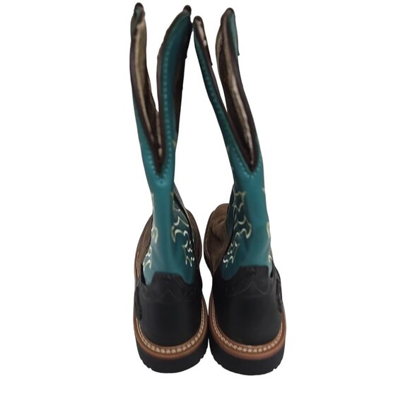 Justin Men's SE4972 Derrickman 11" Steel Toe Waterproof Boot Brown Green 9EE - Picture 3 of 7